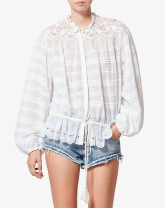 Isabel Marant Polly Floral Lace Blouse In White