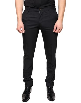 Dolce & Gabbana Mens Classic Fit Trousers Black Wool - Size EU 46 (Mens)
