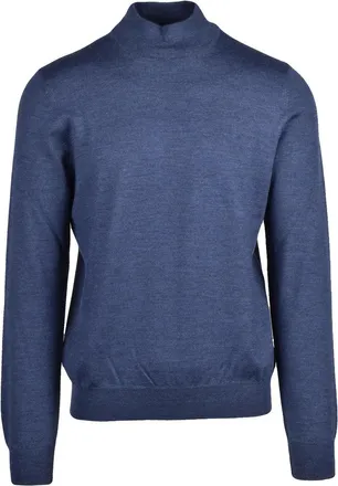 Gran Sasso Turtleneck Sweater in Fine Blue Virgin Wool