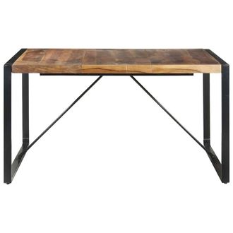 Berkfield Home Dining Table 140x140x75 cm Solid Wood with Sheesham Finish in Brown | Size: 140 x 140 x 75 cm