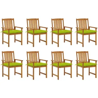 vidaXL Sillas De Jard&iacute;n Con Almohadillas 8 Pc Acacia Massive - 186997