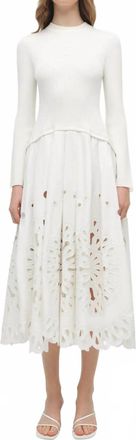 SIMKHAI Daila Embroidered Knit Midi Dress In White