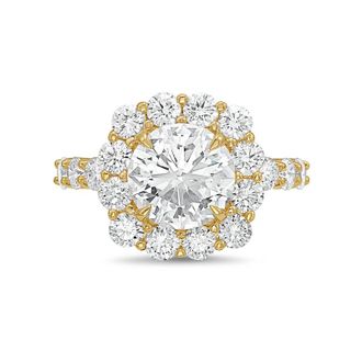 Diana M. Jewels 14kt yellow gold 4.00cts Lab-Grown Round Diamond Halo Ring with Diamond Band