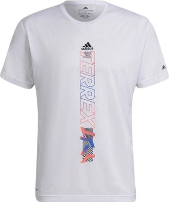 adidas Mens adidas Contrasting Colors Alphabet Printing Round Neck Short Sleeve White Recycled Polyester T-Shirt HA7557