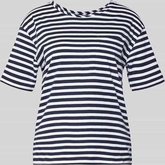 Monari T-Shirt mit Rundhalsausschnitt und Brusttasche in Marine, Gr&ouml;&szlig;e 34