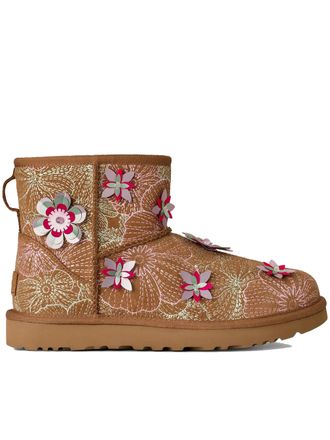 UGG Brown Classic Mini Meadow Embroidered Boots
