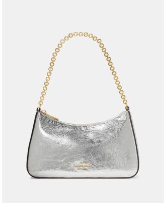 Kate Spade New York Womens Margot Crinkle Metallic Convertible Crossbody - Silver Leather - One Size