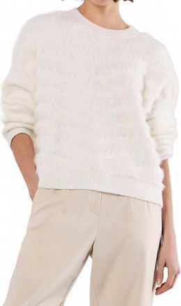 Apricot Fluffy Stripe Jumper Sweater In White