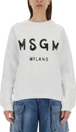 Msgm Sweatshirt With Brushed Logo Print-Donna