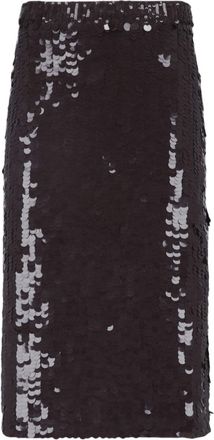 P.A.R.O.S.H. Brown Sequin Midi Skirt
