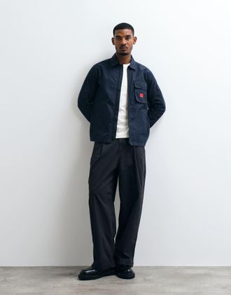 HUGO BOSS HUGO Red Edmund giacca-camicia con zip blu navy