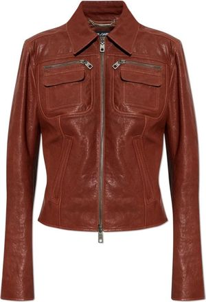 Dolce & Gabbana Leren Jas - Dames - Leren en Su&egrave;de Jassen - Bruin - M - Leer - Jassen