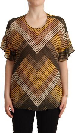 Twinset Womens Chevron Print Silk Blouse - Orange - Size EU 38 (Womens)