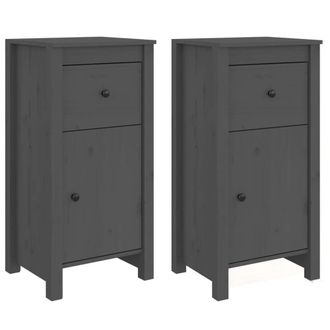 Berkfield Home Sideboards 2 pcs Grey 40x35x80 cm Solid Wood Pine | Size: 40 x 35 x 80 cm