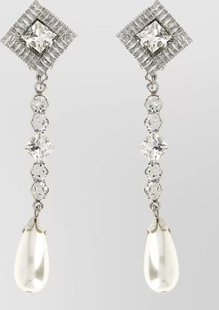 Alessandra Rich square gemstone crystal drop earrings