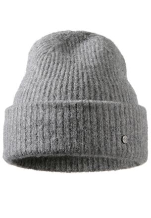 Pearlwood Strickm&uuml;tze PEARLWOOD ALVA, grau (graphit), Materialmix, M&uuml;tzen Strickm&uuml;tze, in feinen Rippen gestrickt