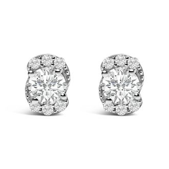 House of Brilliance Sterling Silver 5/8 Cttw Lab Grown Diamond Oval Cluster Stud Earrings