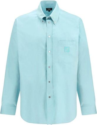 Fendi Casual Shirts, male, Blue, Size: L Oxford Cotton Shirt