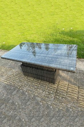 Fimous PE Wicker Rattan Garden Furniture Lifting Adjustable Rising Dining or Coffee Table