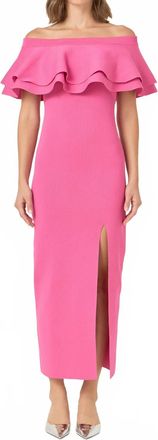 endless rose Off-Shoulder Ruffle Maxi Dress In Pink