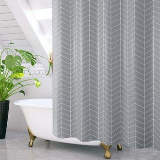 OEM Cortina De Ducha De 180x200 Cm, Impermeable, De Poli&eacute;ster, Lavable A M&aacute;quina, Con 12 Ganchos, Color Gris - Crezuo