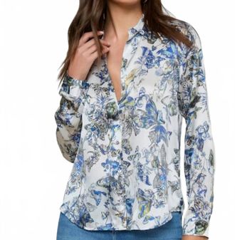 L'agence Tyler Blouse In Grey Watercolor Butterfly