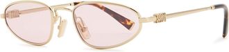 Miu Miu Narrow Oval-frame Sunglasses - Pink - One Size