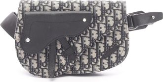 Dior Beige Navy Canvas Leather Fanny Pack Saddle Bag (Pre-Owned)