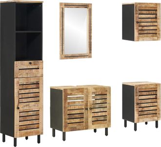 vidaXL Juego De Muebles De Ba&ntilde;o 5 Uds. Natural 38 X 33 X 160 Cm Vidaxl