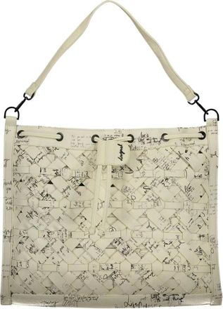 Desigual Borsa a spalla intrecciata con stampa calligrafica - - Bags - Donna - Bianco - ONE SIZE