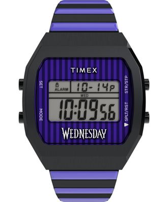 Timex Wednesday T80 Mens Multicolour Watch TW2Y19500 - Black Stainless Steel - One Size
