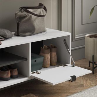 Vicco Banco Para Zapatos Eliza, Blanco, 100 X 45 Cm Con Puerta Plegable, Vicco