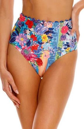 Agua Bendita Alicia Vessel High Waist Bikini Bottoms in Blue at Nordstrom Rack, Size Large