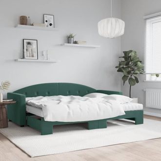 vidaXL Vidaxl - Sof&aacute; Cama Nido Con Colch&oacute;n Terciopelo Verde Oscuro 80x200 Cm