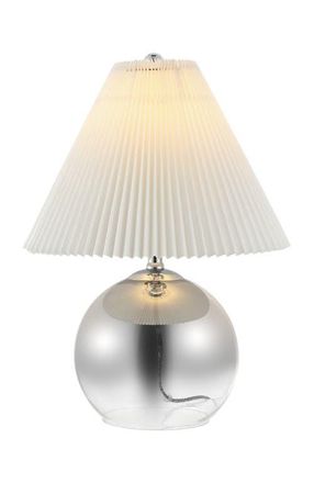 Jonathan Y Designs Louisa 22.5 Mid-Century Modern Round Glass/Iron Pleated Shade LED Table Lamp, Smoke Gradient/Chrome at Nordstrom