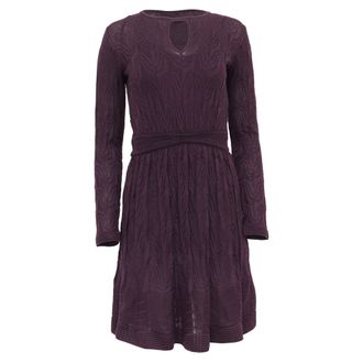 Missoni M Missoni Keyhole Mini Dress in Purple Virgin Wool