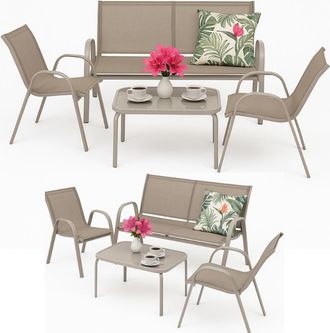 OEM Conjunto De Muebles De Jard&iacute;n: 2 Sillas, Sof&aacute; Y Mesa. Conjunto De Jard&iacute;n Para La Terraza