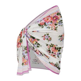 Dolce & Gabbana Beachwear, female, White, Size: ONE SIZE Floral Motif Pareo