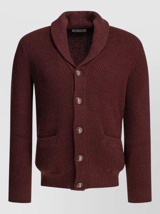 Brunello Cucinelli cotton cardigan shawl collar ribbed pockets