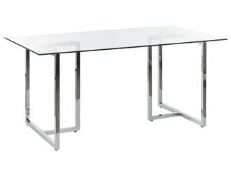 Beliani Mesa de comedor de vidrio templado 6 personas l160