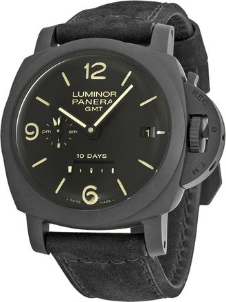 Officine Panerai Pre-owned Panerai Luminor 1950 10 Days GMT Black Dial Mens Watch PAM00335
