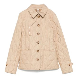 Burberry Jassen, Dames, Beige, L, Polyester, Beige Jas met Knoopsluiting