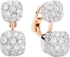 POMELLATO Naakte Oorbellen in Ros&eacute;goud en Witgoud met Diamanten - Dames - Oorbellen - Geel - ONE Size - Accessoires