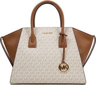 Michael Kors Womens Avril Large Satchel - Cream Canvas - One Size