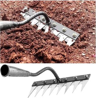 OEM Rastrillo De Acero Grueso Para Rastrojo, Rastrillo De Hierro Para Jardiner&iacute;a Y Deshierbe, Rastrillo De Jard&iacute;n De 8 P&uacute;as, Herramienta De Jard&iacute;n, Herram