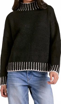 Elan Whipstitch Edge Solid Sweater In Black