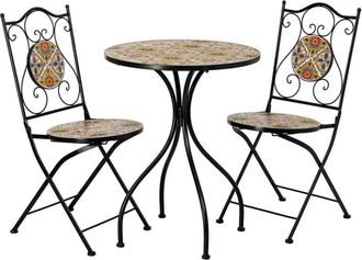 Wanderlust Deco Mesa y 2 sillas de metal y mosaico