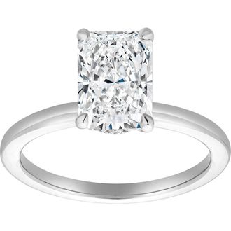 LuvMyJewelry Tia 14K Gold Radiant Lab Grown Diamond Hidden Halo Ring - 2.1 Ct in 14K White Gold at Nordstrom, Size 5.5