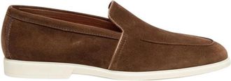 Santoni Su&egrave;de Leren Slipon Loafers - Heren - Loafers - Bruin - 43 1/2 EU - Su&egrave;de - Schoenen