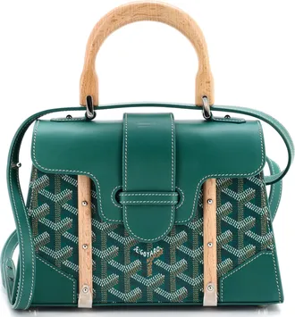 Goyard Structured Saigon Top Handle Bag Coated Canvas with Leather Mini